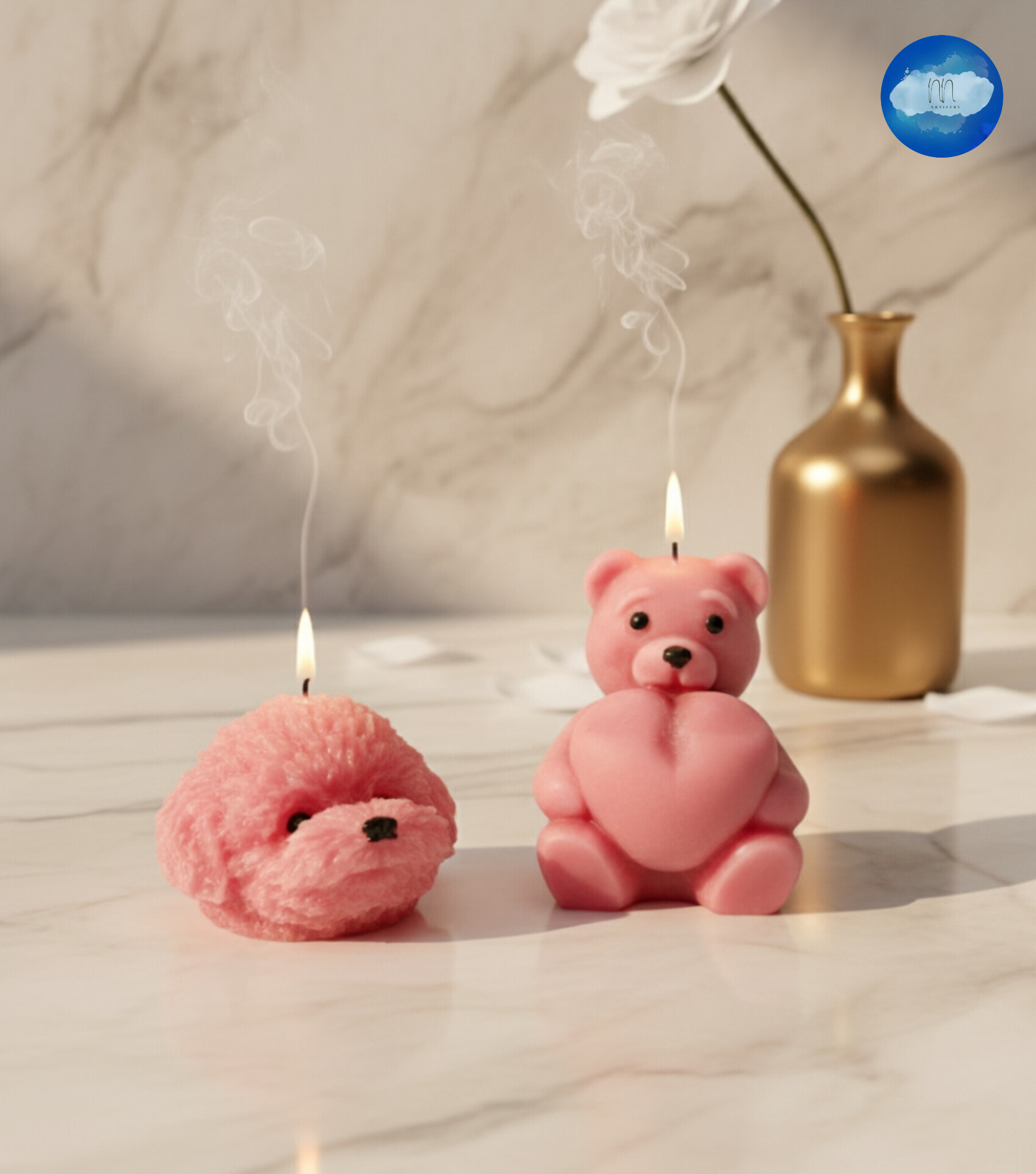 Combination of Teddy and Puppy Face Candles